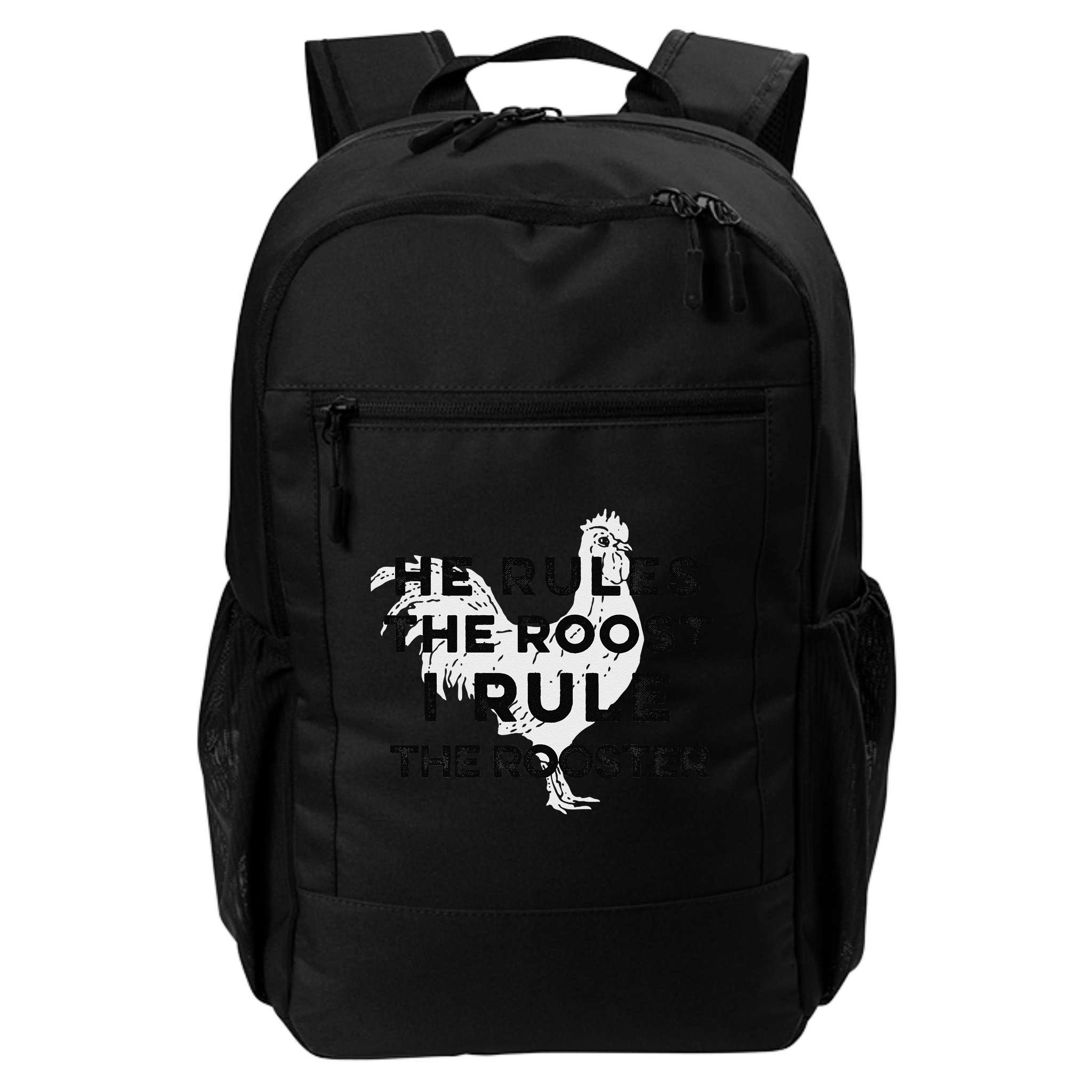He Rules The Roost I Rule The Rooster Funny Boss Chickens Backpack