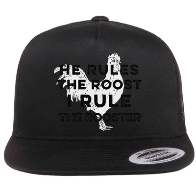He Rules The Roost I Rule The Rooster Funny Boss Chickens Flatbill Hat