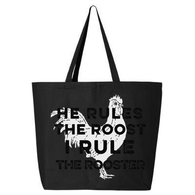 He Rules The Roost I Rule The Rooster Funny Boss Chickens 25L Jumbo Tote
