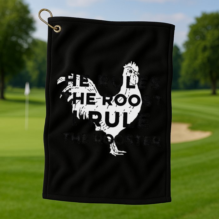 He Rules The Roost I Rule The Rooster Funny Boss Chickens Golf Towel
