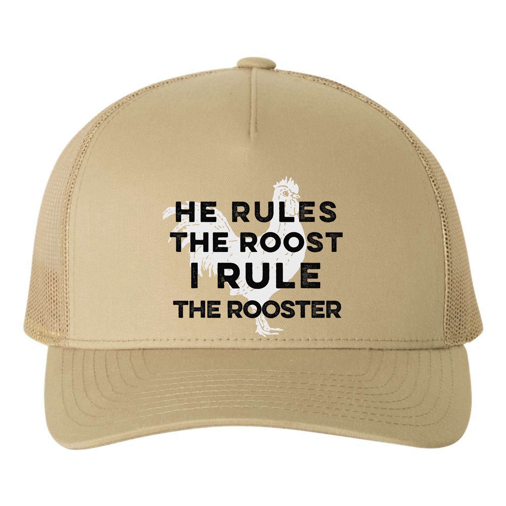 He Rules The Roost I Rule The Rooster Funny Boss Chickens Yupoong Adult 5-Panel Trucker Hat