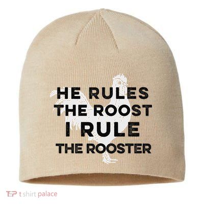 He Rules The Roost I Rule The Rooster Funny Boss Chickens Sustainable Beanie