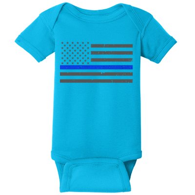 Honor Respect Thin Blue Line Flag Gift Police Gift Baby Bodysuit