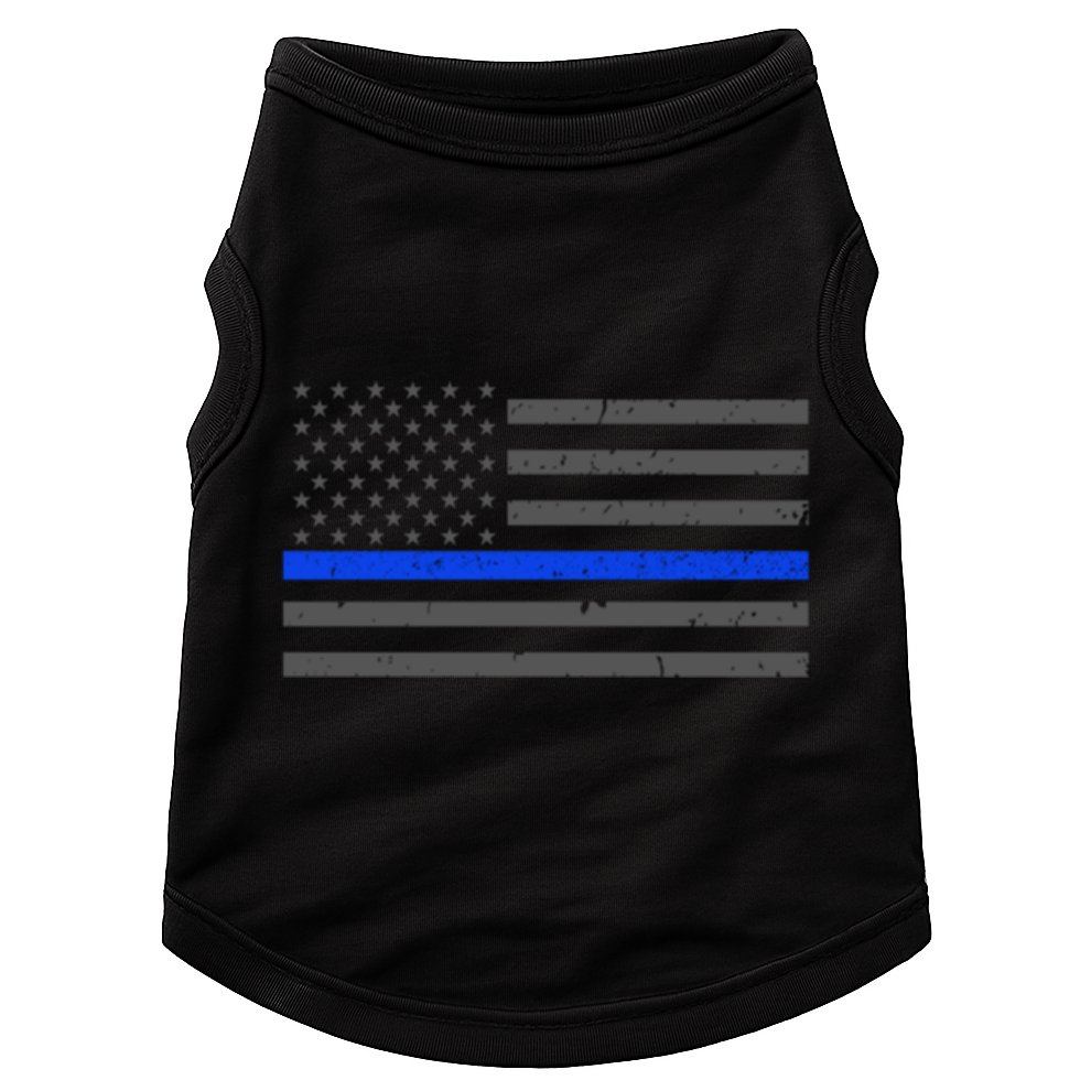 Honor Respect Thin Blue Line Flag Gift Police Gift Doggie Tank
