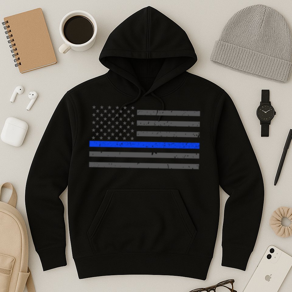 Honor Respect Thin Blue Line Flag Gift Police Gift Hoodie
