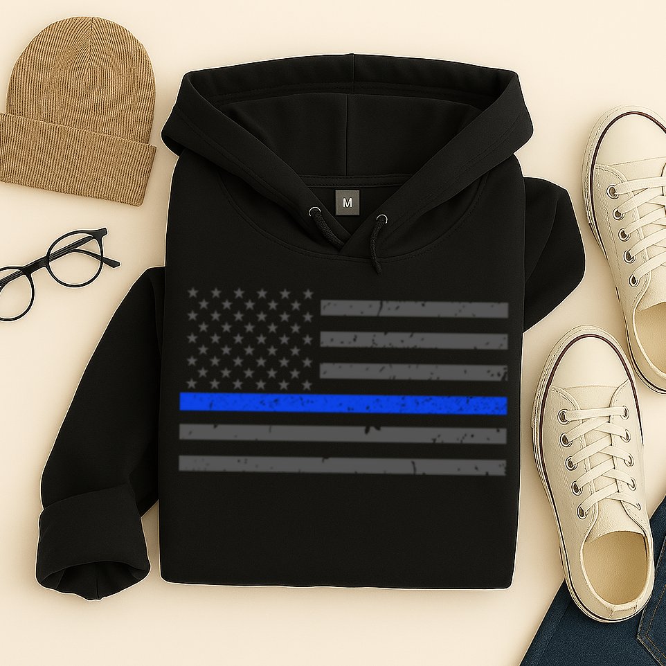 Honor Respect Thin Blue Line Flag Gift Police Gift Hoodie