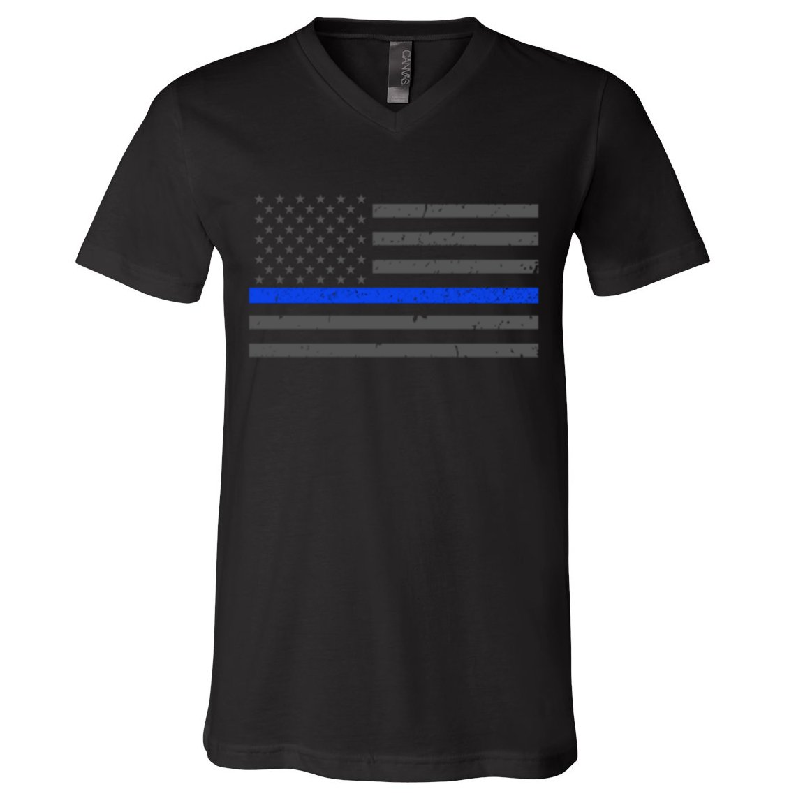 Honor Respect Thin Blue Line Flag Gift Police Gift V-Neck T-Shirt