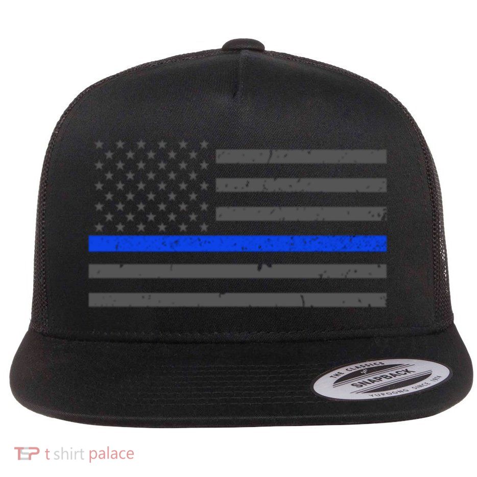 Honor Respect Thin Blue Line Flag Gift Police Gift Flatbill Hat