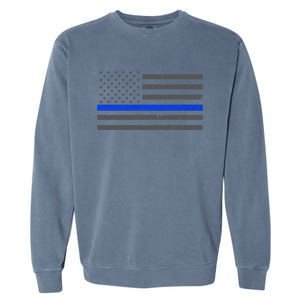 Honor Respect Thin Blue Line Flag Gift Police Gift Garment-Dyed Sweatshirt