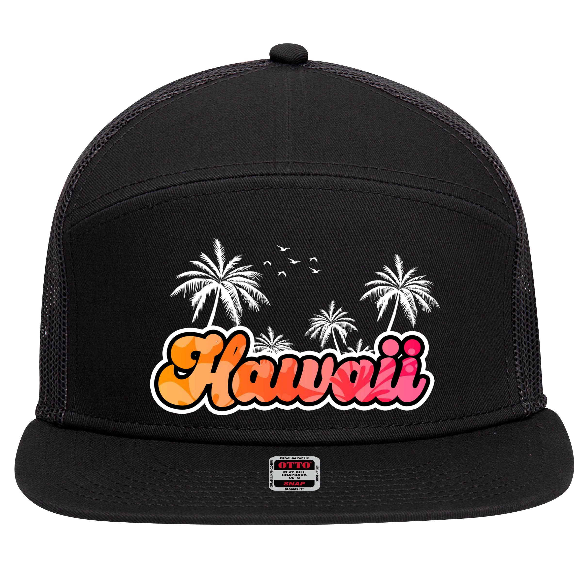 Hawaii Retro Tropical 7 Panel Mesh Trucker Snapback Hat