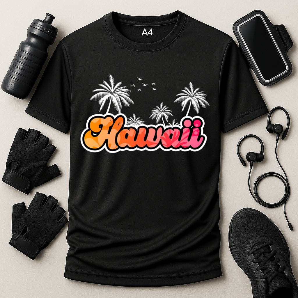 Hawaii Retro Tropical Cooling Performance Crew T-Shirt