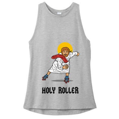 Holy Roller T Jesus Roller Skates Skating Ladies PosiCharge Tri-Blend Wicking Tank