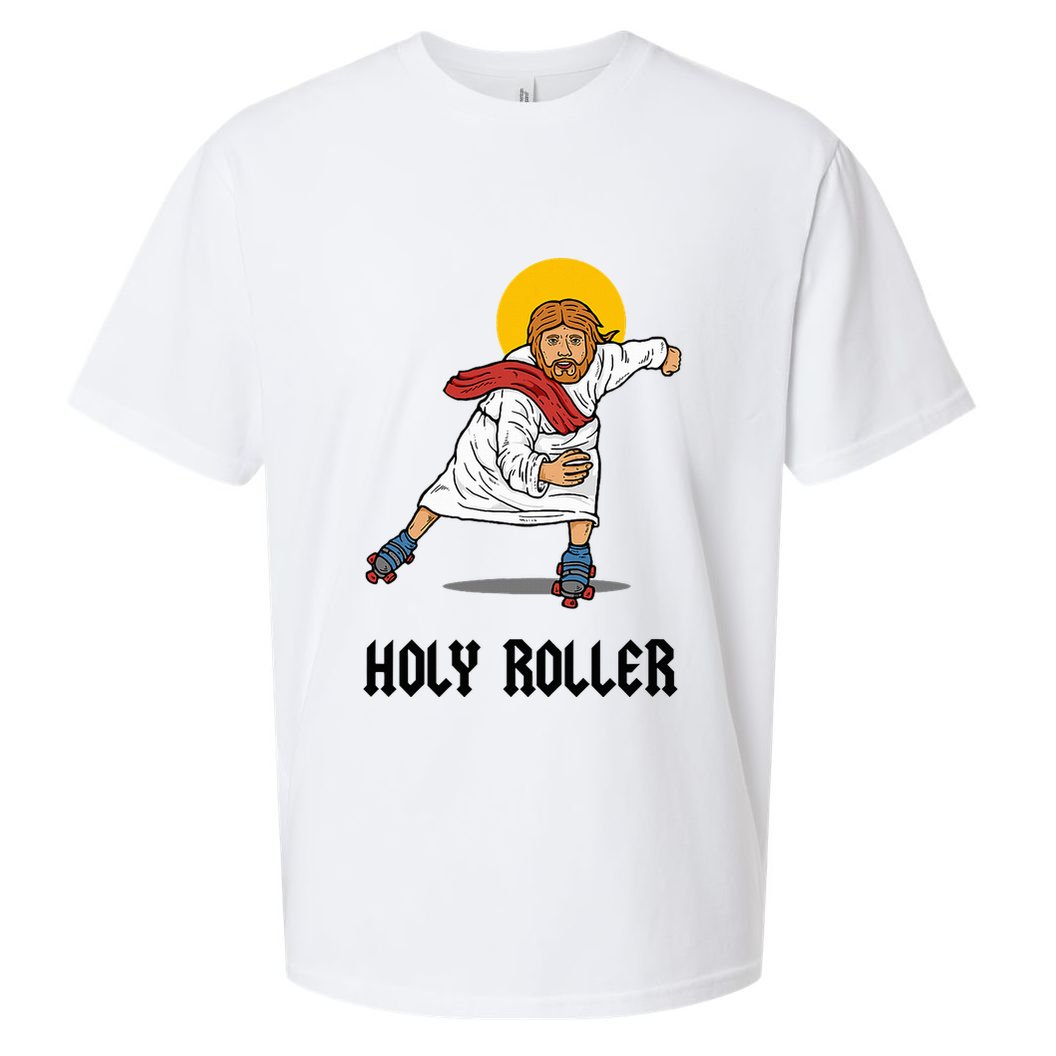 Holy Roller T Jesus Roller Skates Skating Sueded Cloud Jersey T-Shirt