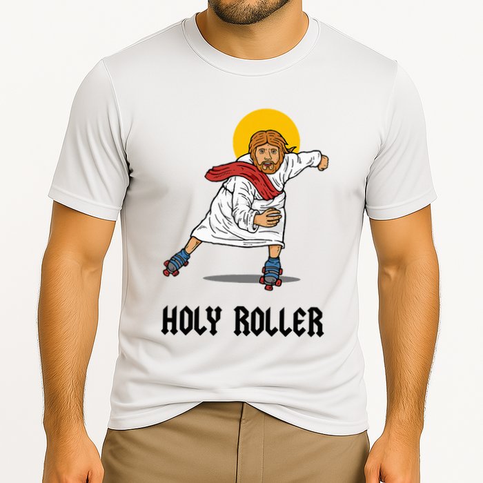 Holy Roller T Jesus Roller Skates Skating Cooling Performance Crew T-Shirt