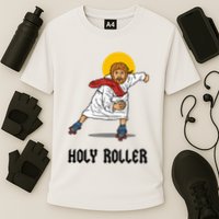 Holy Roller T Jesus Roller Skates Skating Cooling Performance Crew T-Shirt