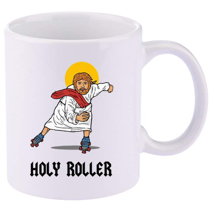 Holy Roller T Jesus Roller Skates Skating 11oz C Handle Ceramic Mug