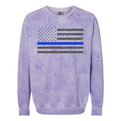 Honor Respect Thin Blue Line Flag Hoodie Police Gift Colorblast Crewneck Sweatshirt