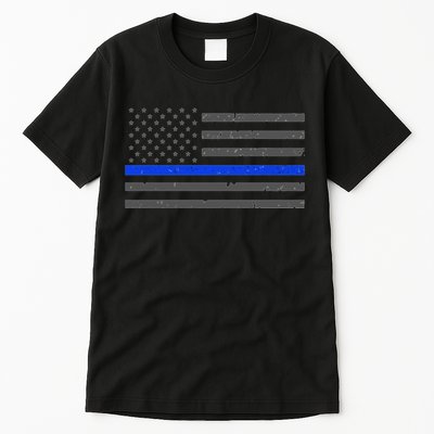 Honor Respect Thin Blue Line Flag Hoodie Police Gift Tall T-Shirt