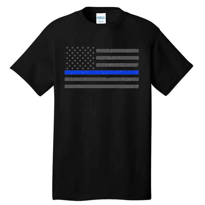 Honor Respect Thin Blue Line Flag Hoodie Police Gift Tall T-Shirt