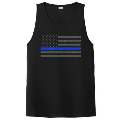 Honor Respect Thin Blue Line Flag Hoodie Police Gift PosiCharge Competitor Tank