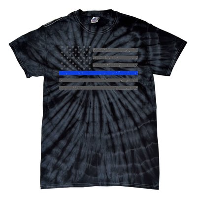 Honor Respect Thin Blue Line Flag Hoodie Police Gift Tie-Dye T-Shirt