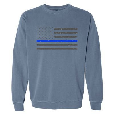 Honor Respect Thin Blue Line Flag Hoodie Police Gift Garment-Dyed Sweatshirt