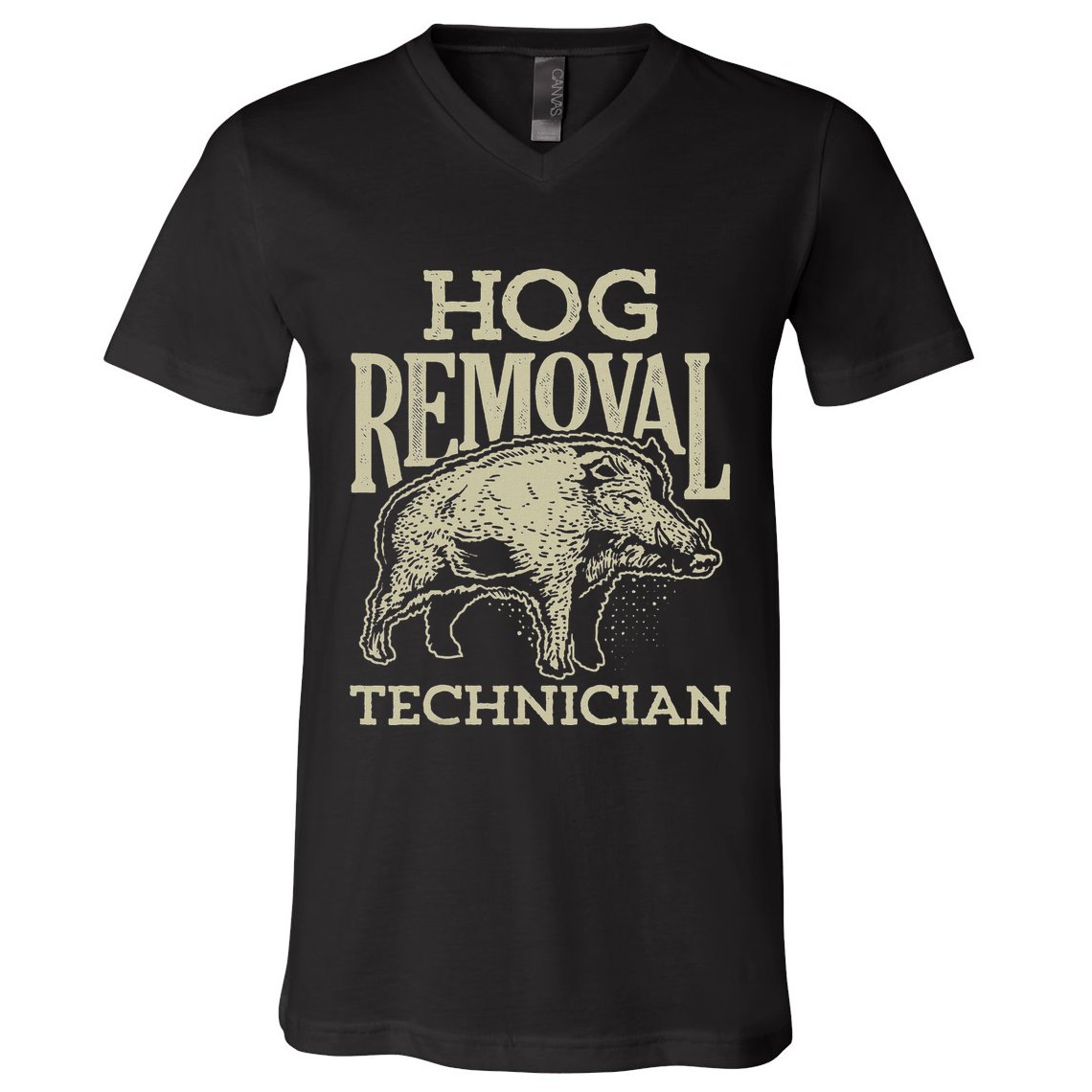 Hog Removal Technician Boar Hunting Vintage Pig V-Neck T-Shirt
