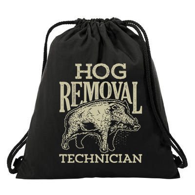 Hog Removal Technician Boar Hunting Vintage Pig Drawstring Bag