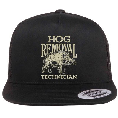 Hog Removal Technician Boar Hunting Vintage Pig Flatbill Hat