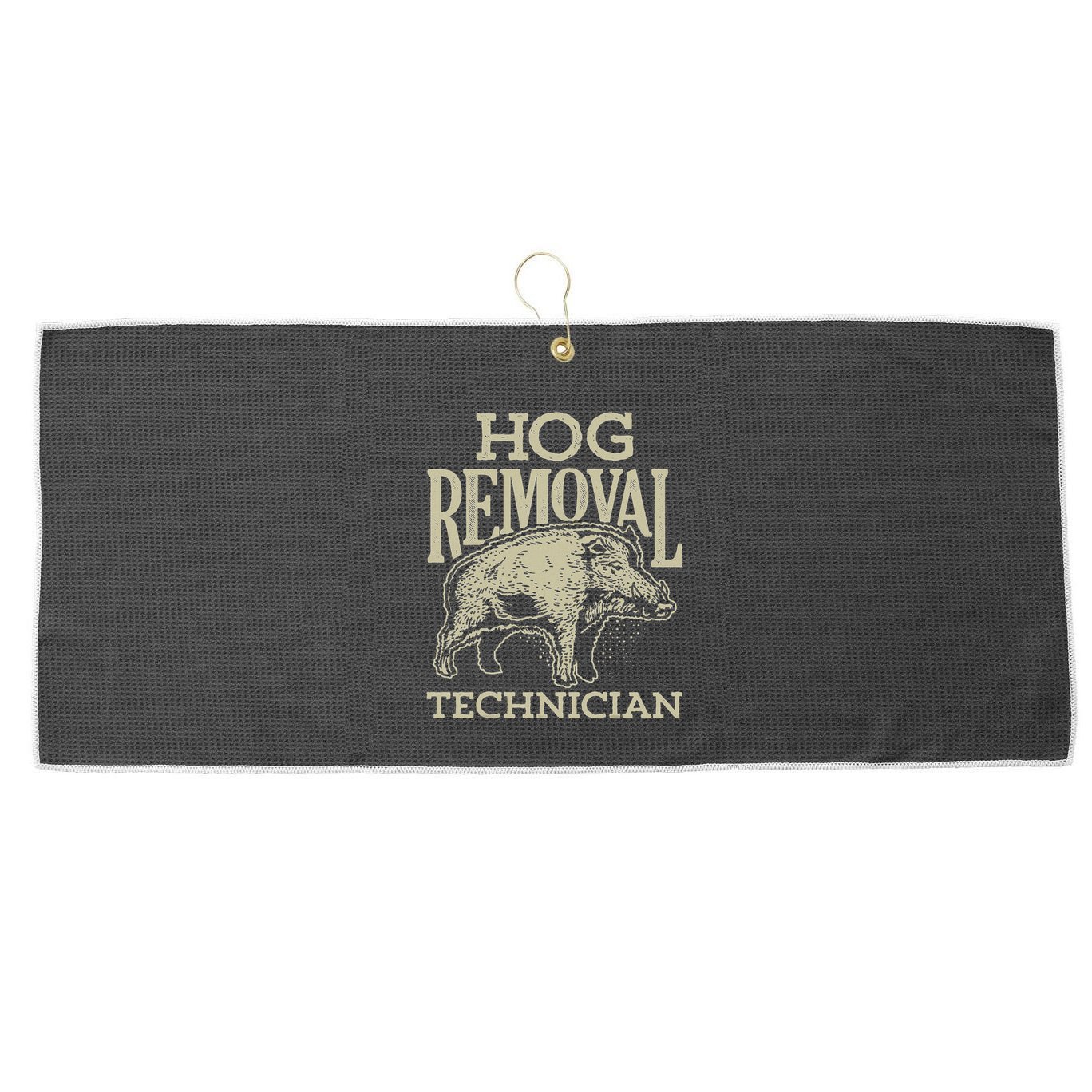 Hog Removal Technician Boar Hunting Vintage Pig Large Microfiber Waffle Golf Towel