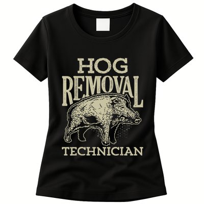 Hog Removal Technician Boar Hunting Vintage Pig Womens T-Shirt