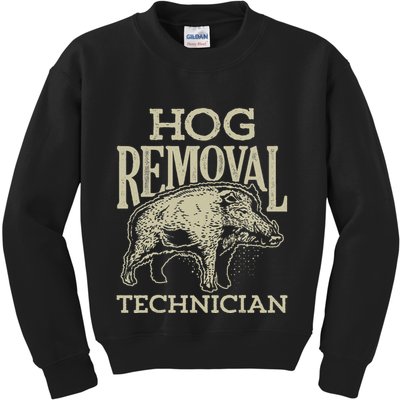 Hog Removal Technician Boar Hunting Vintage Pig Kids Sweatshirt