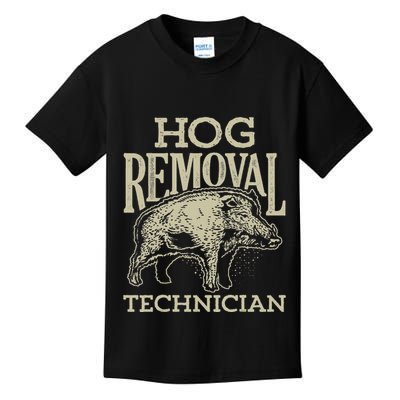 Hog Removal Technician Boar Hunting Vintage Pig Kids T-Shirt