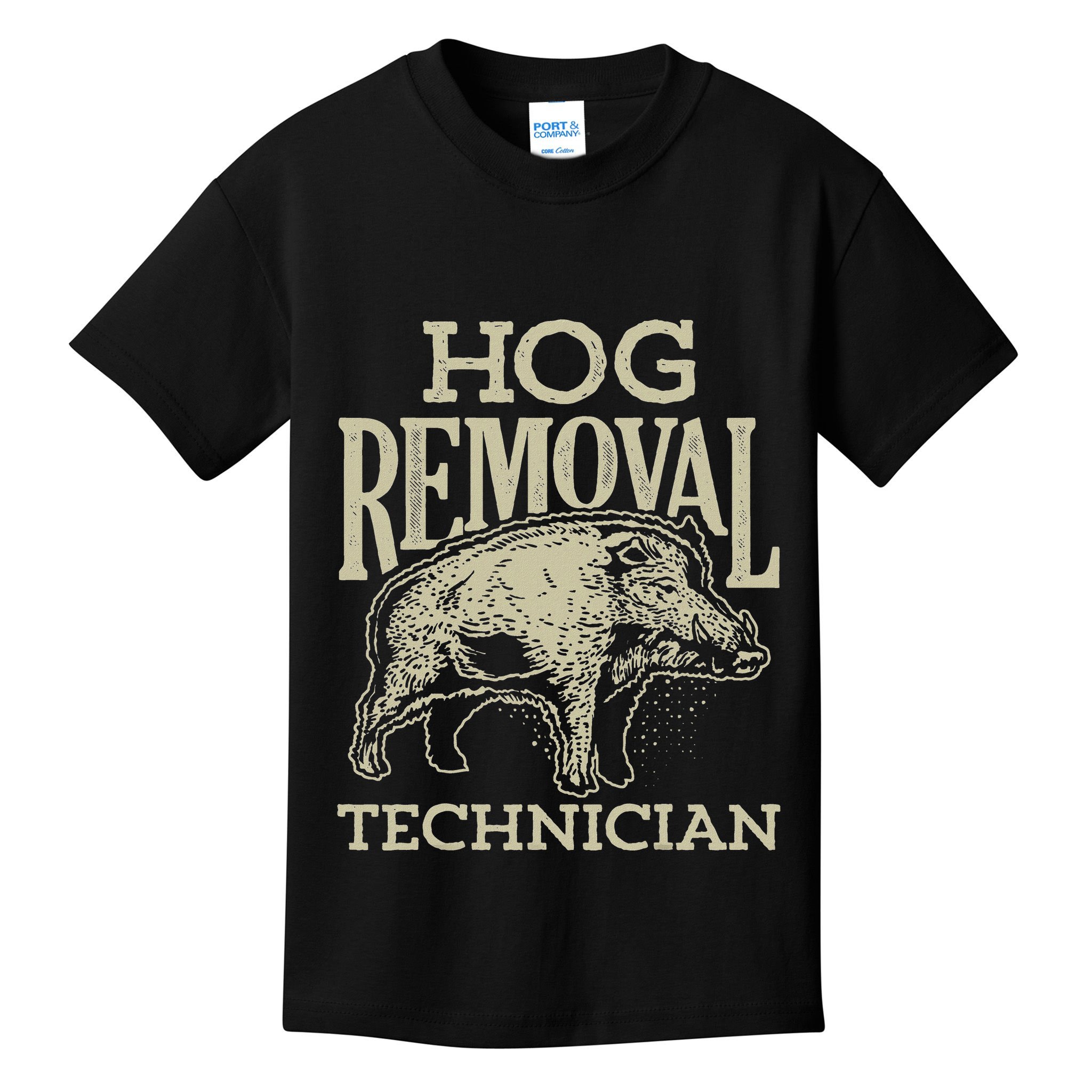 Hog Removal Technician Boar Hunting Vintage Pig Kids T-Shirt