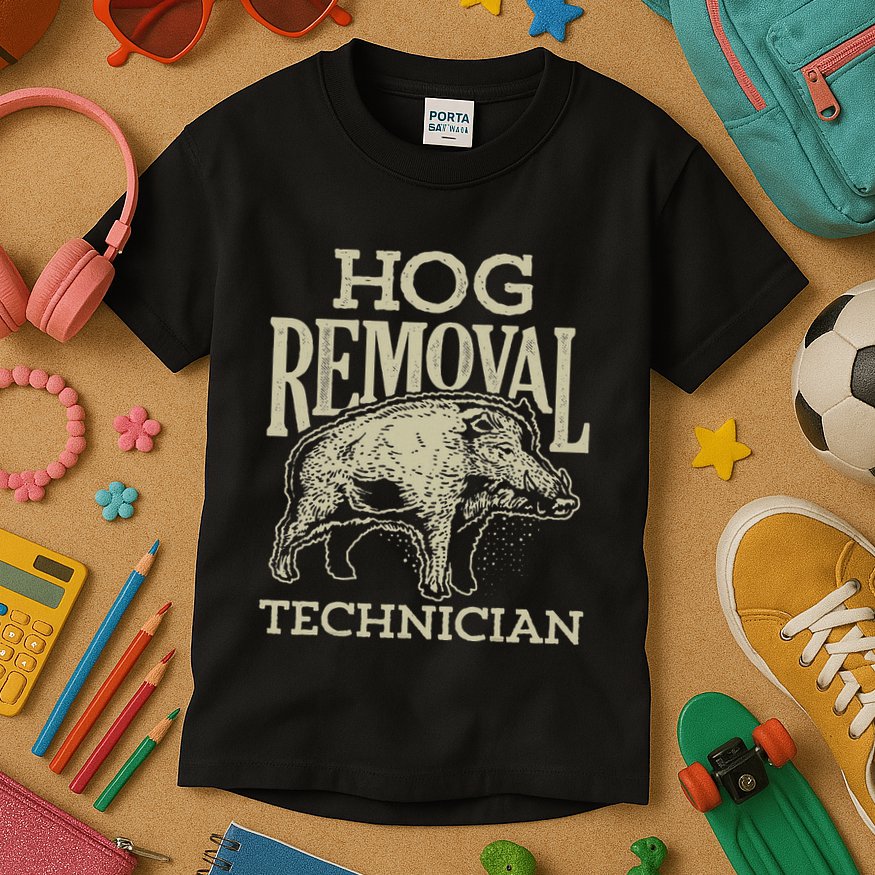 Hog Removal Technician Boar Hunting Vintage Pig Kids T-Shirt