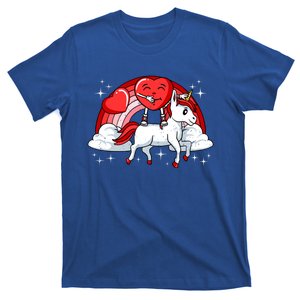 Heart Riding Unicorn Valentines Day Cute Magical Raindbow Gift T-Shirt