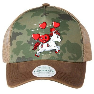 Heart Riding Unicorn Valentines Day Cute Mystical Magical Gift Legacy Tie Dye Trucker Hat