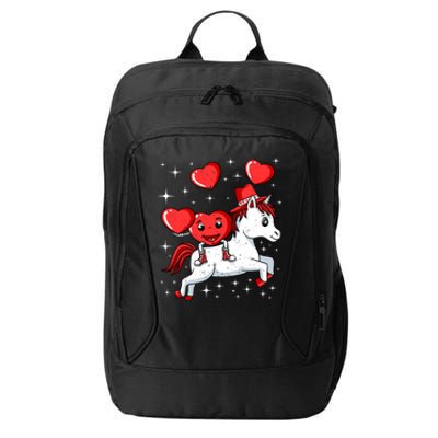 Heart Riding Unicorn Valentines Day Cute Mystical Magical Gift City Backpack