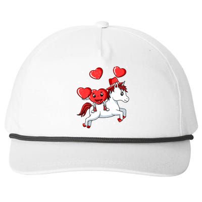 Heart Riding Unicorn Valentines Day Cute Mystical Magical Gift Snapback Five-Panel Rope Hat