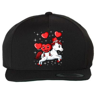 Heart Riding Unicorn Valentines Day Cute Mystical Magical Gift Wool Snapback Cap