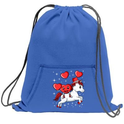 Heart Riding Unicorn Valentines Day Cute Mystical Magical Gift Sweatshirt Cinch Pack Bag