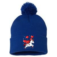 Heart Riding Unicorn Valentines Day Cute Mystical Magical Gift Pom Pom 12in Knit Beanie