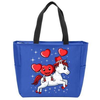 Heart Riding Unicorn Valentines Day Cute Mystical Magical Gift Zip Tote Bag