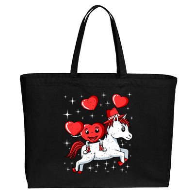 Heart Riding Unicorn Valentines Day Cute Mystical Magical Gift Cotton Canvas Jumbo Tote