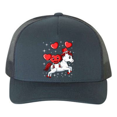 Heart Riding Unicorn Valentines Day Cute Mystical Magical Gift Yupoong Adult 5-Panel Trucker Hat