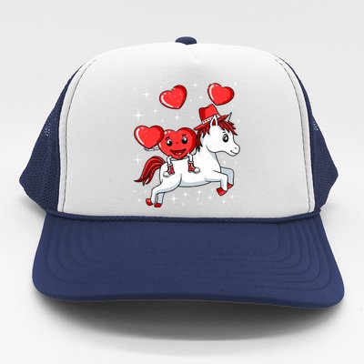 Heart Riding Unicorn Valentines Day Cute Mystical Magical Gift Trucker Hat