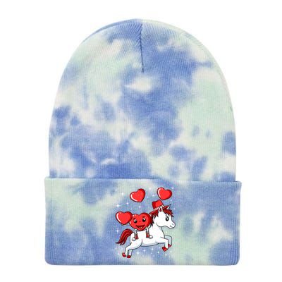 Heart Riding Unicorn Valentines Day Cute Mystical Magical Gift Tie Dye 12in Knit Beanie