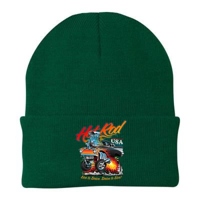 Hot Rod Usa Classic Muscle Car Cartoon Hotrod Funny Car Knit Cap Winter Beanie