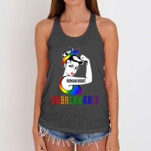 Human Right Unbreakable Lgbt Pride Month Women's Knotted Racerback Tank