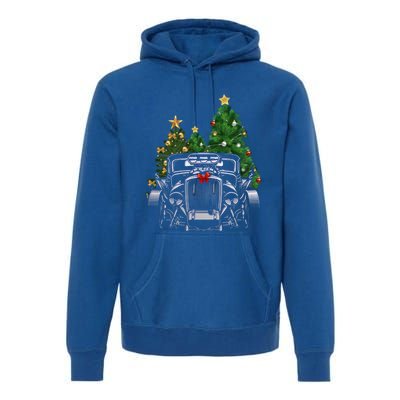 Hot Rod Ugly Christmas Classic American Car Lover Gift Funny Gift Premium Hoodie